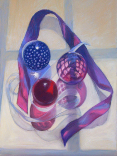 Painting-Violet Ribbon and Glass Globes
