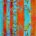 Digital Art-Blue and Orange pine needles