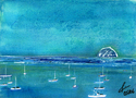 Digital Art--Photo Manipulation-SeascapeMorro Bay Texture Blue