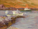 Painting--Oil-SeascapeBoats in the Bay (Monhegan Is.)