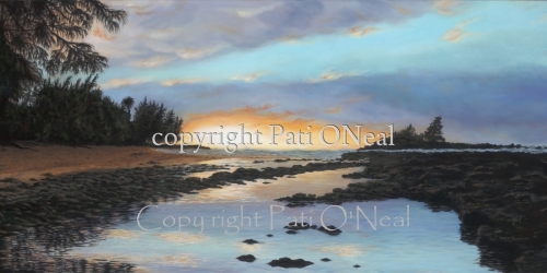 Sunset%20at%20Waiale%27e%20Beach%20-%20Matted%20mini-print (thumbnail)