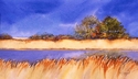 Painting--Watercolor-LandscapeBlue and Gold