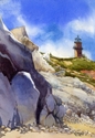 Painting--Watercolor-LandscapeClay Cliff and Lighthouse