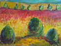 Painting--Oil-LandscapeThree Puffy Tress in an Italian Landscape