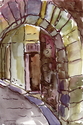 Painting--Watercolor-Figurativeold city gate, Pietralunga, Italy