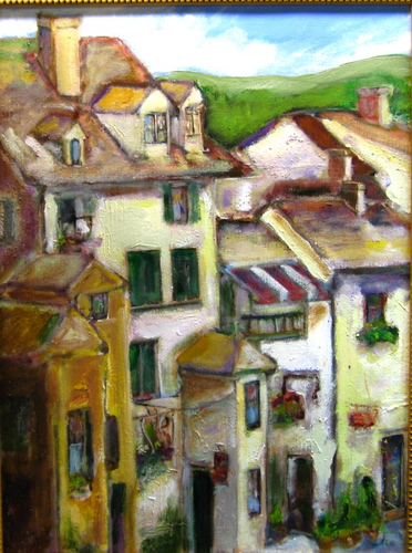 Painting-Cityscape-Hill Town, Italy