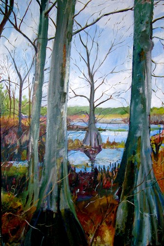 Painting-Landscape-Cypress Trees