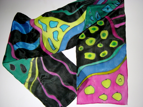 Fiber Art-black geo scarf