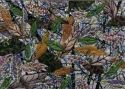 Peggy Epton - Abstract Fiber Art Peggy, Epton, fabric, art, fiber, thread painting, art quilt, framed, original, leaves, abstract, green, purple, textured, nature, depth, - Abstract Fiber Art