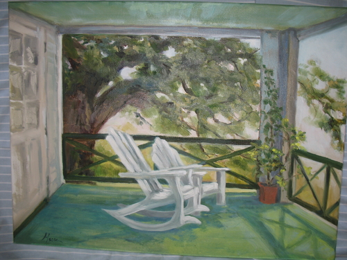 Painting-Cityscape-Porch Sitters, Bay St. Louis