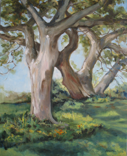 Painting-Landscape-Landmark Oaks, Third Street