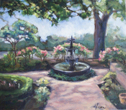 Painting-Landscape-Garden District Fountain