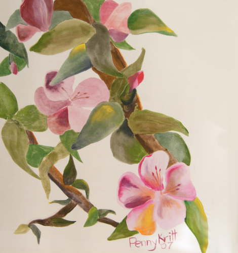 Fiber Art-Floral-Cherry Blossoms on Silk