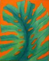 Painting--Oil-BotanicalPhilodendrum on Orange