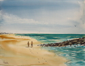 Painting--Watercolor-SeascapeBeach Walk