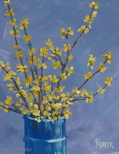 Painting-Still Life-Forsythia