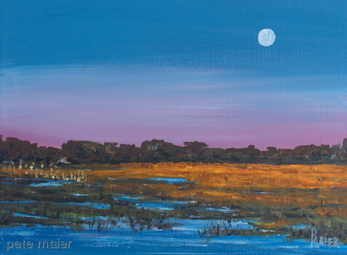Painting-Landscape-Moon Over Marsh