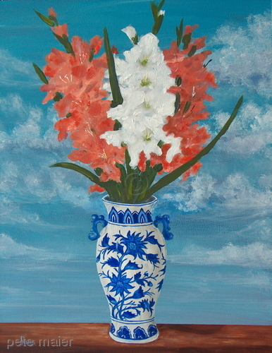 Painting-Floral-Apricot Glads