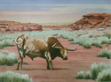 Phil Hopkins - Painting Longhorn steer, cow, animal, west, rangeland, red rocks, sagebrush - Painting