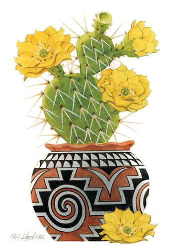 Painting-Floral-Cactus Pot