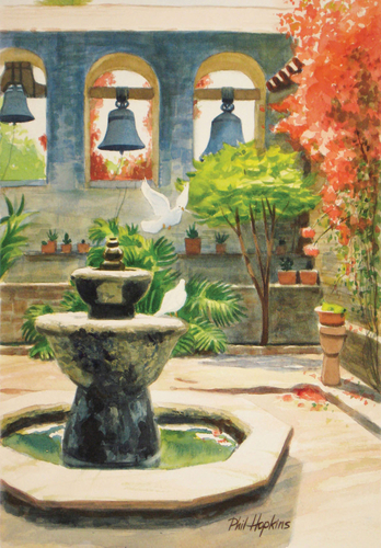 Painting-Floral-Capistrano Fountain