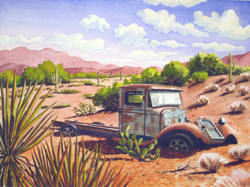 Painting-Figurative-Desert Wreck