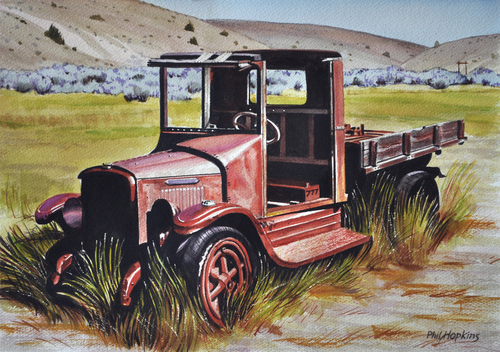 Painting-Landscape-Bannack Truck