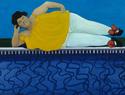 Mixed Media-May (Uninvited) Beside Hockney's Pool