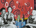 Mixed Media--On Canvas-RepresentationalGirl's Night Out in Harlem