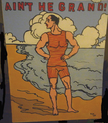Painting-Figurative-A Manly Man on The Beach