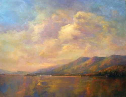 Painting-Impressionism-View of Lake George from the Village