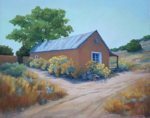 Painting-Landscape-Chamisa at Golondrinas