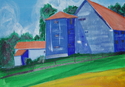 Painting--Watercolor-LandscapeBlue Barn
