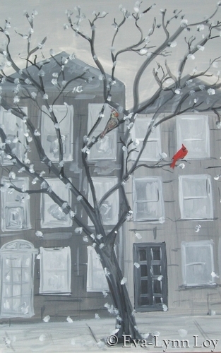 Painting-Cityscape-Winter Visitors