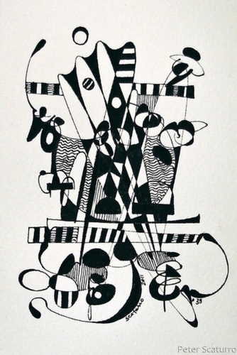 Drawing-Ink-WhiteNight - BlackLight  33 - Mtted and Framed