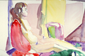 Seated female nude, legs extended