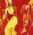 Right Pair Red and Yellow Dancers 