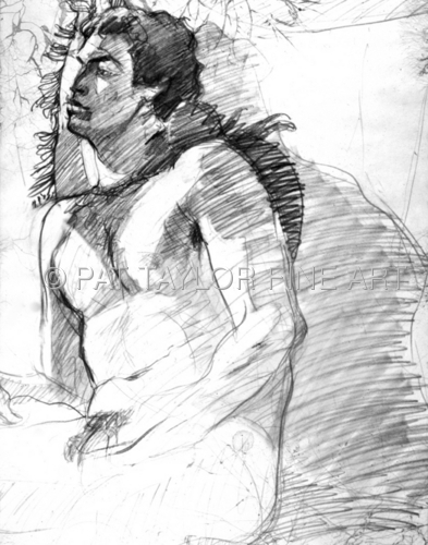 Drawing-Pencil-Dreamy Male Nude