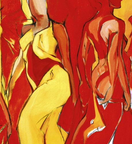 Painting-Right Pair Red and Yellow Dancers 