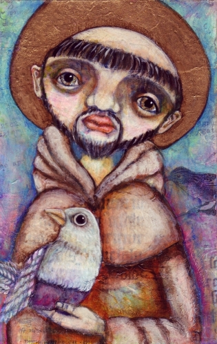 Mixed Media-Representational-St. Francis - Patron Saint Collaborative Book Project 2009