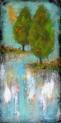 Painting-Landscape-Sea Blue Tree 2 of 2