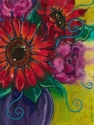 Rachel Heu - Strong Red Sunflowers and Pink Peonies