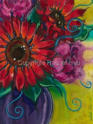 Strong%20Red%20Sunflowers%20and%20Pink%20Peonies (large view)