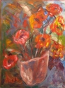 Painting--Oil-AbstractPoppies in A Vase