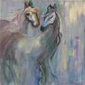 Painting--Oil-AbstractBlue Horses