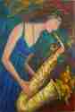 Painting--Oil-AbstractLady Sax Player #2