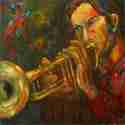 Painting--Oil-AbstractTrumpet Player #3