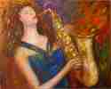 Painting--Oil-FigurativeLady Sax Player #1
