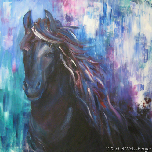 Painting-Animals-Black Stallion