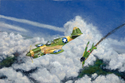 plane,WWII,aviation,south,pacific,WWII,fighter,jet,Bob,West,Rainbow,Arts,original,art,Giclee,reprints - Photorealism Painting